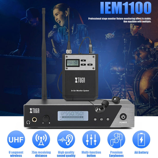 XTUGA IEM1100 Professional Wireless In Ear Monitor System 5 BodyPacks(UK Plug) by XTUGA