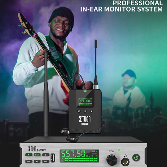 XTUGA SEM100 Professional Wireless In Ear Monitor System 2 BodyPacks(UK Plug) by XTUGA