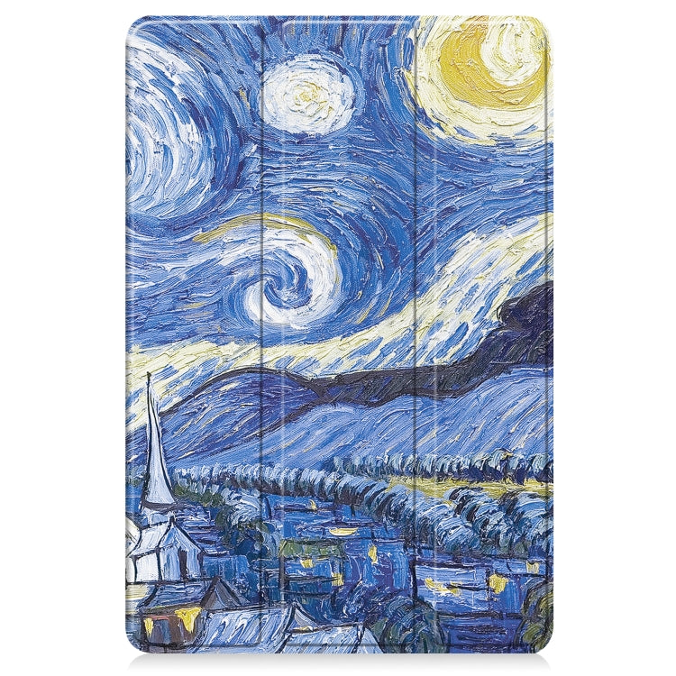 For Xiaomi Redmi Pad SE Custer Painted 3-Fold Holder Smart Leather Tablet Case(Starry Sky) - More Tablet Cases by buy2fix | Online Shopping UK | buy2fix