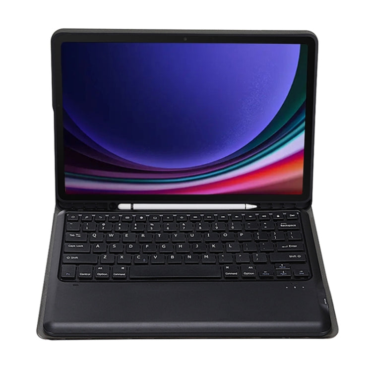For Samsung Galaxy Tab S9+ / S9 FE+ A810B Pen Slot Detachable Bluetooth Keyboard Leather Tablet Case(Black) - Samsung Keyboard by buy2fix | Online Shopping UK | buy2fix