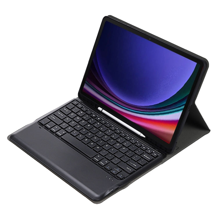 For Samsung Galaxy Tab S9+ / S9 FE+ A810B Pen Slot Detachable Bluetooth Keyboard Leather Tablet Case(Black) - Samsung Keyboard by buy2fix | Online Shopping UK | buy2fix