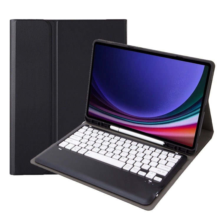 For Samsung Galaxy Tab S9+ / S9 FE+ A810B Pen Slot Detachable Bluetooth Keyboard Leather Tablet Case(Black+White) - Samsung Keyboard by buy2fix | Online Shopping UK | buy2fix