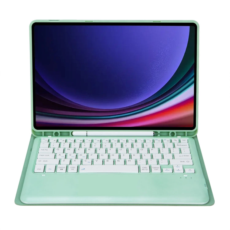 For Samsung Galaxy Tab S9+ / S9 FE+ A810B Pen Slot Detachable Bluetooth Keyboard Leather Tablet Case(Mint Green) - Samsung Keyboard by buy2fix | Online Shopping UK | buy2fix