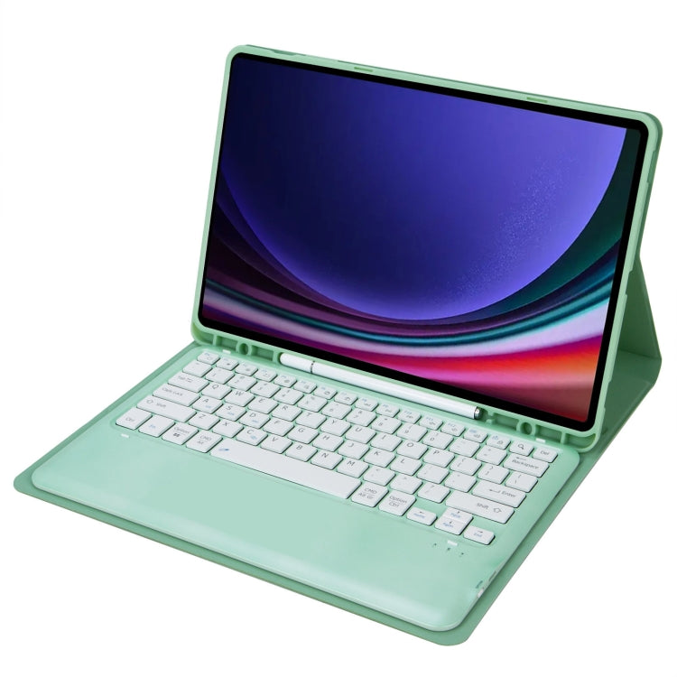 For Samsung Galaxy Tab S9+ / S9 FE+ A810B Pen Slot Detachable Bluetooth Keyboard Leather Tablet Case(Mint Green) - Samsung Keyboard by buy2fix | Online Shopping UK | buy2fix