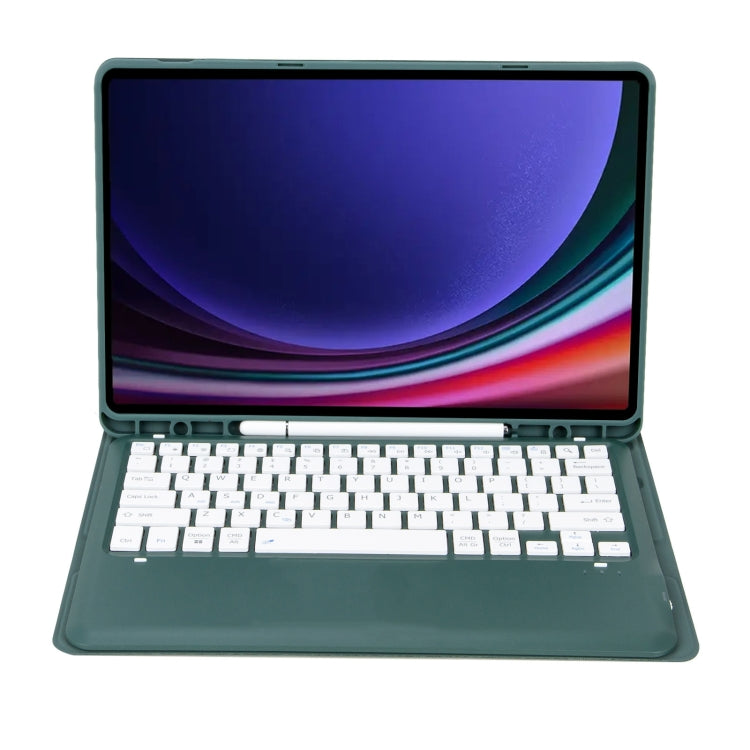 For Samsung Galaxy Tab S9+ / S9 FE+ A810B Pen Slot Detachable Bluetooth Keyboard Leather Tablet Case(Dark Green) - Samsung Keyboard by buy2fix | Online Shopping UK | buy2fix