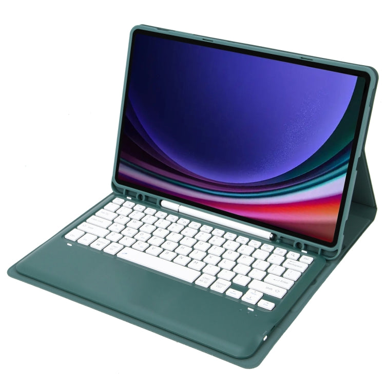 For Samsung Galaxy Tab S9+ / S9 FE+ A810B Pen Slot Detachable Bluetooth Keyboard Leather Tablet Case(Dark Green) - Samsung Keyboard by buy2fix | Online Shopping UK | buy2fix