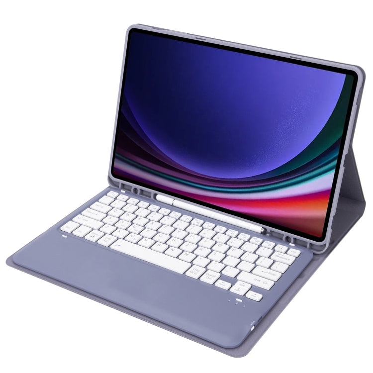 For Samsung Galaxy Tab S9+ / S9 FE+ A810B Pen Slot Detachable Bluetooth Keyboard Leather Tablet Case(Purple) - For Samsung by buy2fix | Online Shopping UK | buy2fix