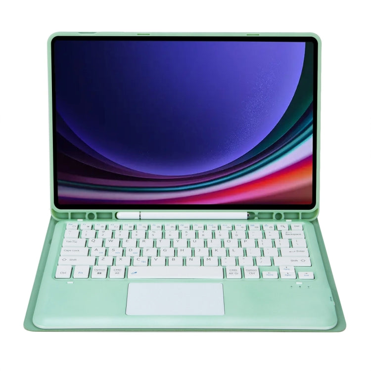 For Samsung Galaxy Tab S9+ / S9 FE+ A810B-A Touch Pad Detachable Bluetooth Keyboard Leather Tablet Case(Mint Green) - Samsung Keyboard by buy2fix | Online Shopping UK | buy2fix