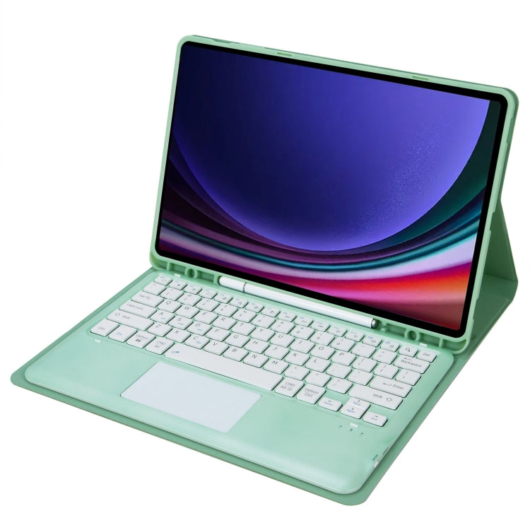 For Samsung Galaxy Tab S9+ / S9 FE+ A810B-A Touch Pad Detachable Bluetooth Keyboard Leather Tablet Case(Mint Green) - Samsung Keyboard by buy2fix | Online Shopping UK | buy2fix