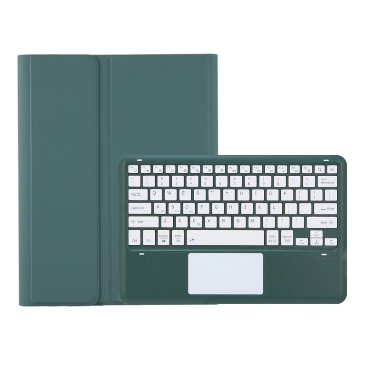 For Samsung Galaxy Tab S9+ / S9 FE+ A810B-A Touch Pad Detachable Bluetooth Keyboard Leather Tablet Case(Dark Green) - Samsung Keyboard by buy2fix | Online Shopping UK | buy2fix