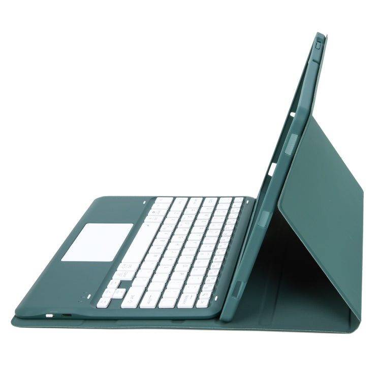 For Samsung Galaxy Tab S9+ / S9 FE+ A810B-A Touch Pad Detachable Bluetooth Keyboard Leather Tablet Case(Dark Green) - Samsung Keyboard by buy2fix | Online Shopping UK | buy2fix