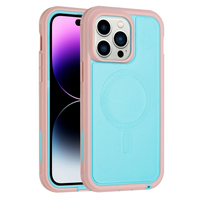 For iPhone 14 Pro Defender Series XT MagSafe Magnetic PC + TPU Shockproof Phone Case(Turquoise+Pink) - iPhone 14 Pro Cases by buy2fix | Online Shopping UK | buy2fix