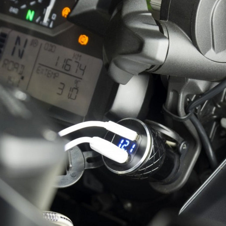 German EU Plug Special Motorcycle Elbow Charger Dual USB Voltmeter 4.2A Charger, Shell Color:Black(Red Light) - Battery Charger by buy2fix | Online Shopping UK | buy2fix