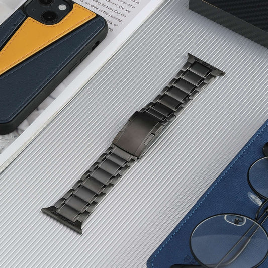 For Apple Watch Series 7 45mm Five Beads Turtle Buckle Titanium Steel Watch Band(Grey) by buy2fix