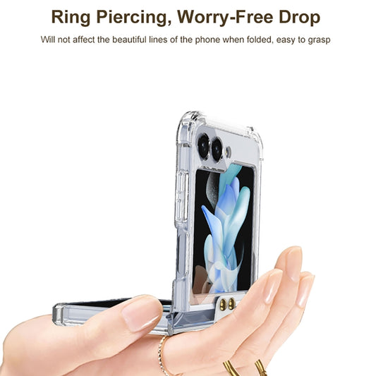 For Samsung Galaxy Z Flip5 GKK MagSafe Airbag Hinge Shockproof Phone Case with Ring Holder(Transparent) by GKK