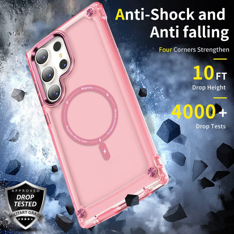For Samsung Galaxy S23 Ultra 5G Skin Feel TPU + PC MagSafe Magnetic Phone Case(Transparent Pink) by buy2fix