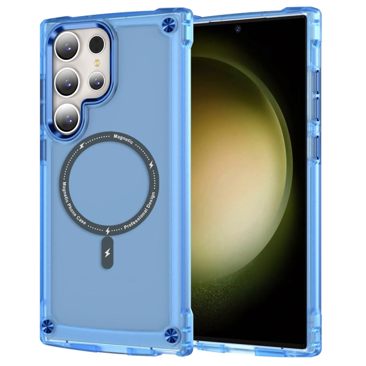 For Samsung Galaxy S22 Ultra 5G Skin Feel TPU + PC MagSafe Magnetic Phone Case(Transparent Blue) - Galaxy S22 Ultra 5G Cases by buy2fix | Online Shopping UK | buy2fix