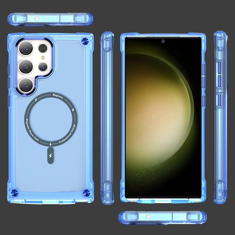 For Samsung Galaxy S22 Ultra 5G Skin Feel TPU + PC MagSafe Magnetic Phone Case(Transparent Blue) - Galaxy S22 Ultra 5G Cases by buy2fix | Online Shopping UK | buy2fix