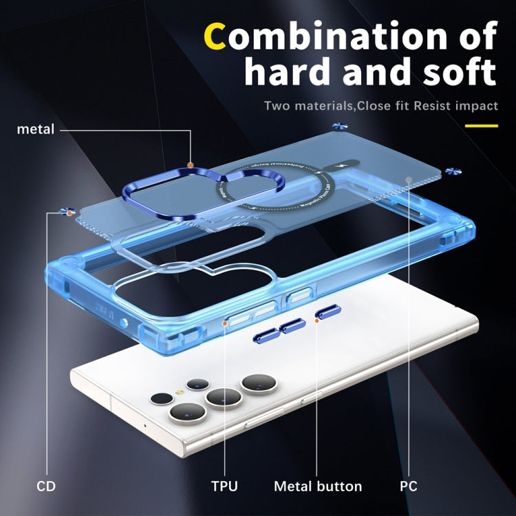 For Samsung Galaxy S22 Ultra 5G Skin Feel TPU + PC MagSafe Magnetic Phone Case(Transparent Blue) - Galaxy S22 Ultra 5G Cases by buy2fix | Online Shopping UK | buy2fix