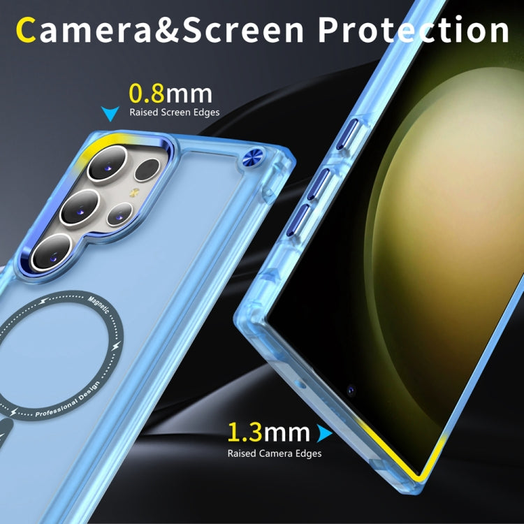 For Samsung Galaxy S22 Ultra 5G Skin Feel TPU + PC MagSafe Magnetic Phone Case(Transparent Blue) - Galaxy S22 Ultra 5G Cases by buy2fix | Online Shopping UK | buy2fix