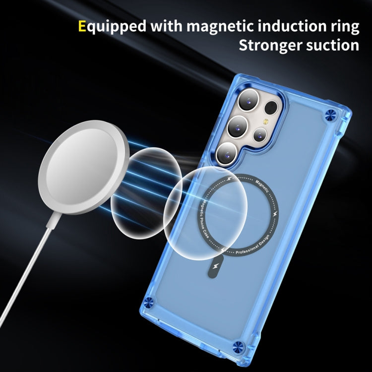 For Samsung Galaxy S22 Ultra 5G Skin Feel TPU + PC MagSafe Magnetic Phone Case(Transparent Blue) - Galaxy S22 Ultra 5G Cases by buy2fix | Online Shopping UK | buy2fix