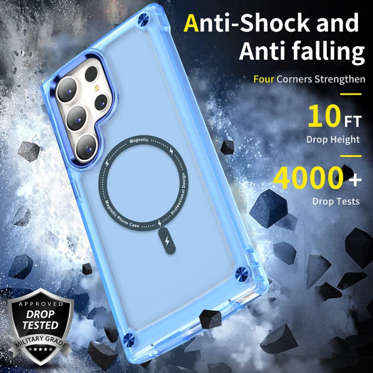 For Samsung Galaxy S22 Ultra 5G Skin Feel TPU + PC MagSafe Magnetic Phone Case(Transparent Blue) - Galaxy S22 Ultra 5G Cases by buy2fix | Online Shopping UK | buy2fix