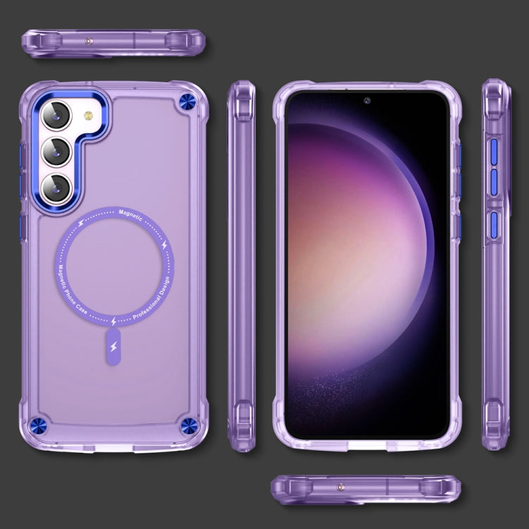 For Samsung Galaxy S22 5G Skin Feel TPU + PC MagSafe Magnetic Phone Case(Transparent Purple) - Galaxy S22 5G Cases by buy2fix | Online Shopping UK | buy2fix
