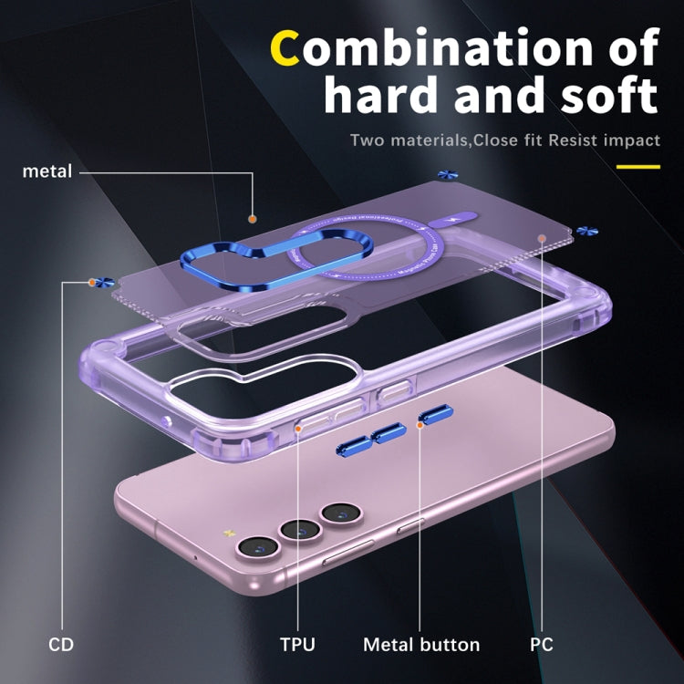 For Samsung Galaxy S22 5G Skin Feel TPU + PC MagSafe Magnetic Phone Case(Transparent Purple) - Galaxy S22 5G Cases by buy2fix | Online Shopping UK | buy2fix