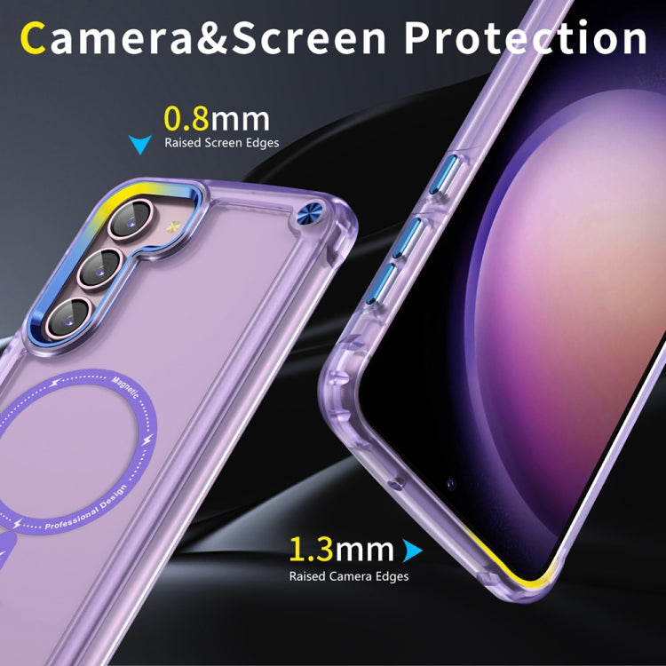 For Samsung Galaxy S22 5G Skin Feel TPU + PC MagSafe Magnetic Phone Case(Transparent Purple) - Galaxy S22 5G Cases by buy2fix | Online Shopping UK | buy2fix