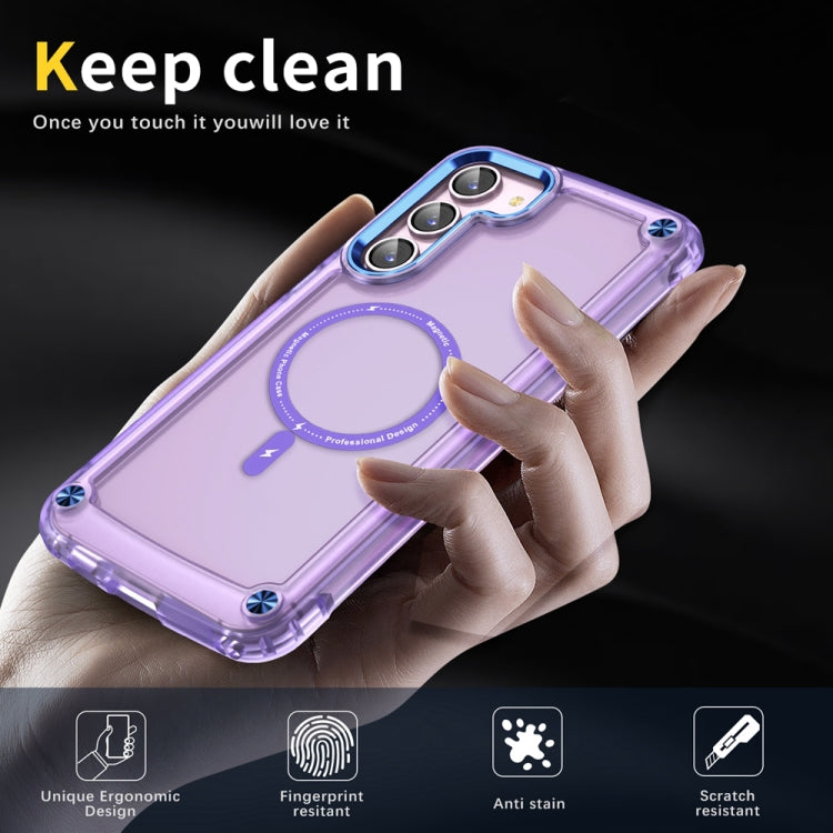 For Samsung Galaxy S22 5G Skin Feel TPU + PC MagSafe Magnetic Phone Case(Transparent Purple) - Galaxy S22 5G Cases by buy2fix | Online Shopping UK | buy2fix