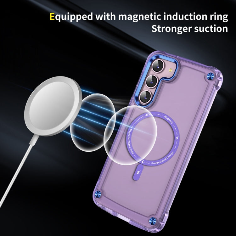 For Samsung Galaxy S22 5G Skin Feel TPU + PC MagSafe Magnetic Phone Case(Transparent Purple) - Galaxy S22 5G Cases by buy2fix | Online Shopping UK | buy2fix