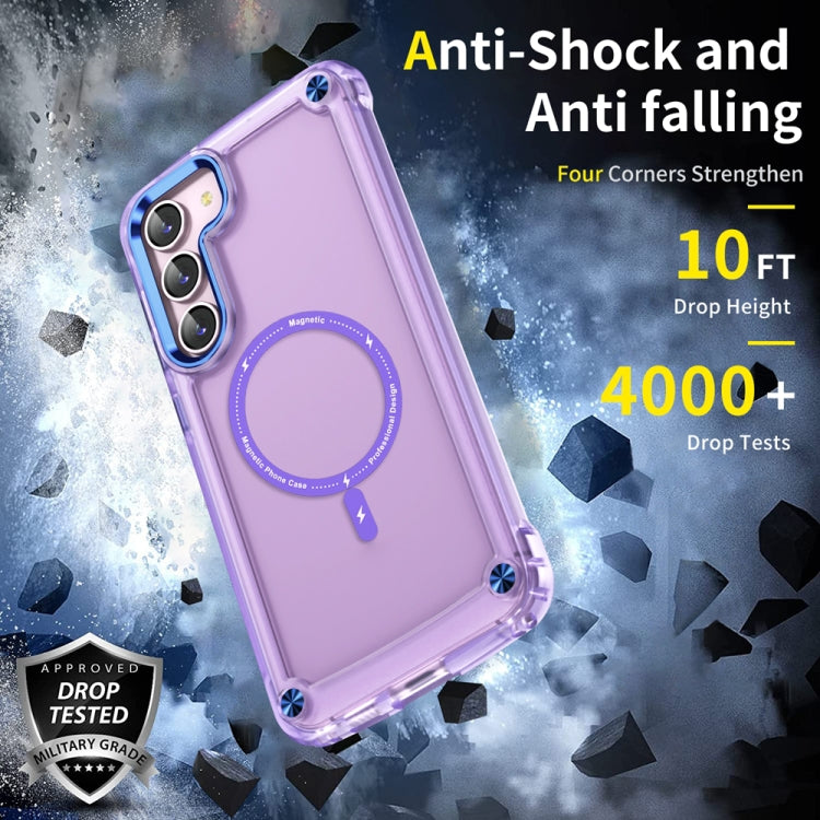 For Samsung Galaxy S22 5G Skin Feel TPU + PC MagSafe Magnetic Phone Case(Transparent Purple) - Galaxy S22 5G Cases by buy2fix | Online Shopping UK | buy2fix
