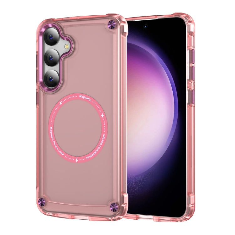 For Samsung Galaxy S24+ 5G Skin Feel TPU + PC MagSafe Magnetic Phone Case(Transparent Pink) - Galaxy S24+ 5G Cases by buy2fix | Online Shopping UK | buy2fix