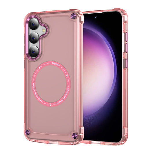 For Samsung Galaxy S24+ 5G Skin Feel TPU + PC MagSafe Magnetic Phone Case(Transparent Pink) - Galaxy S24+ 5G Cases by buy2fix | Online Shopping UK | buy2fix