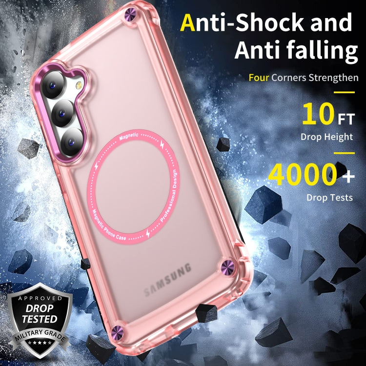 For Samsung Galaxy S24+ 5G Skin Feel TPU + PC MagSafe Magnetic Phone Case(Transparent Pink) - Galaxy S24+ 5G Cases by buy2fix | Online Shopping UK | buy2fix
