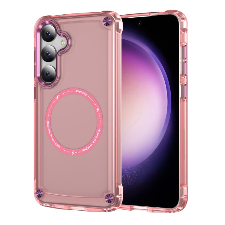 For Samsung Galaxy S24 5G Skin Feel TPU + PC MagSafe Magnetic Phone Case(Transparent Pink) - Galaxy S24 5G Cases by buy2fix | Online Shopping UK | buy2fix