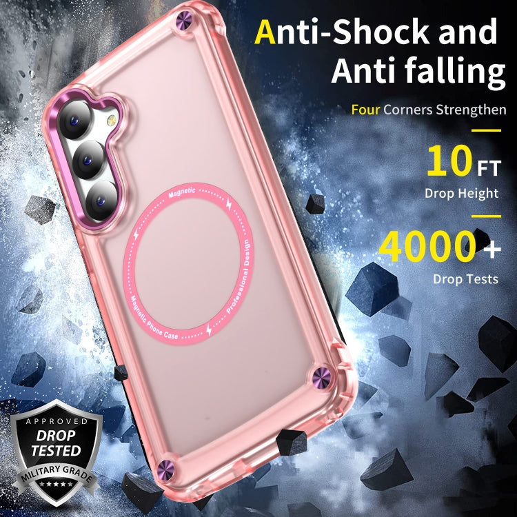 For Samsung Galaxy S24 5G Skin Feel TPU + PC MagSafe Magnetic Phone Case(Transparent Pink) - Galaxy S24 5G Cases by buy2fix | Online Shopping UK | buy2fix