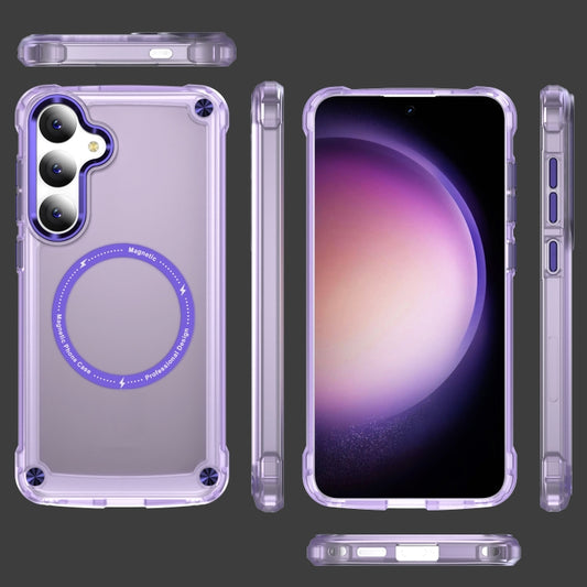 For Samsung Galaxy S24 5G Skin Feel TPU + PC MagSafe Magnetic Phone Case(Transparent Purple) - Galaxy S24 5G Cases by buy2fix | Online Shopping UK | buy2fix