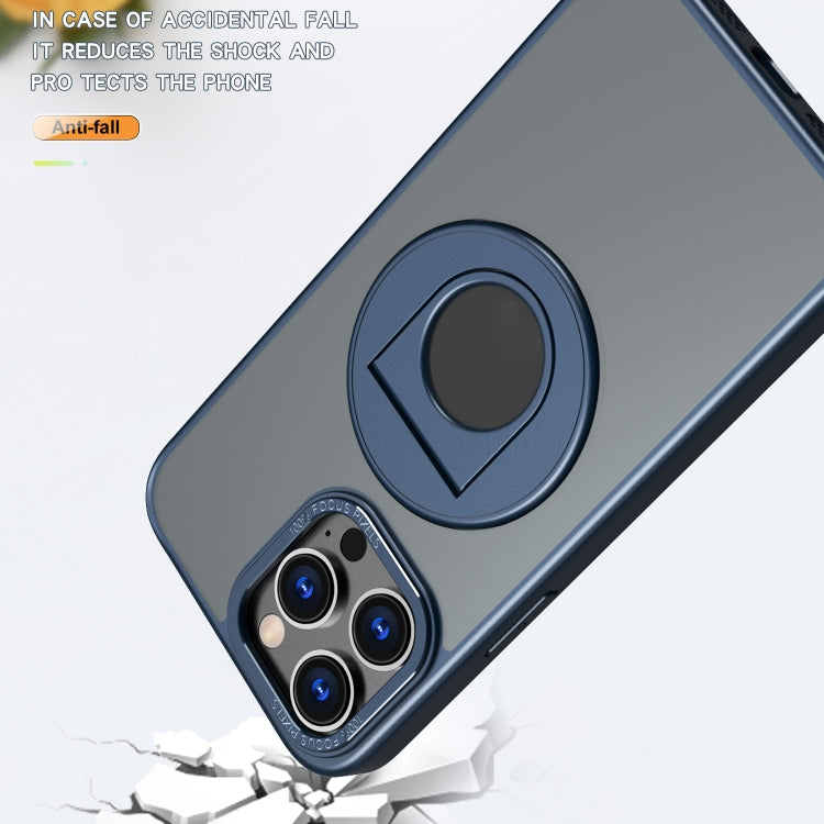 For iPhone 14 Pro Max Rotating Ring Magnetic Holder Phone Case(Blue) - iPhone 14 Pro Max Cases by buy2fix | Online Shopping UK | buy2fix