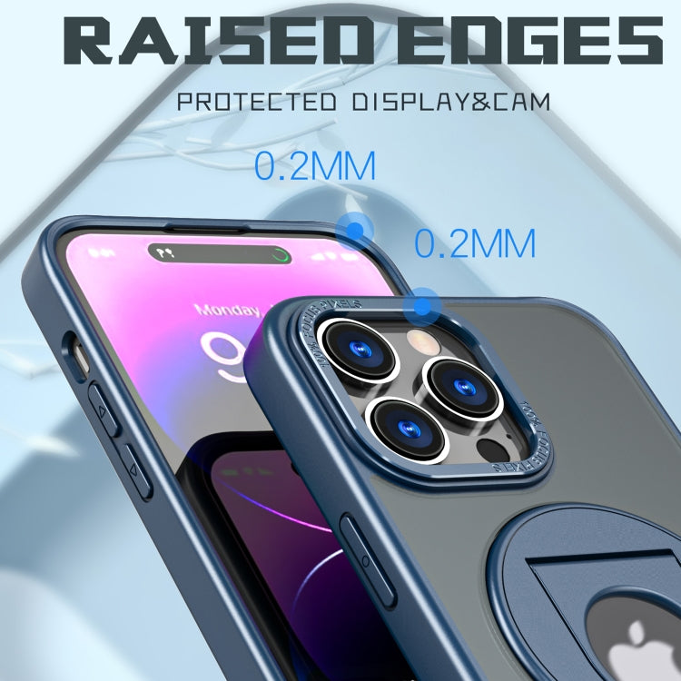 For iPhone 14 Pro Max Rotating Ring Magnetic Holder Phone Case(Blue) - iPhone 14 Pro Max Cases by buy2fix | Online Shopping UK | buy2fix