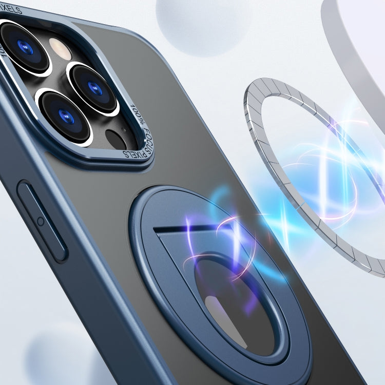For iPhone 14 Pro Max Rotating Ring Magnetic Holder Phone Case(Blue) - iPhone 14 Pro Max Cases by buy2fix | Online Shopping UK | buy2fix