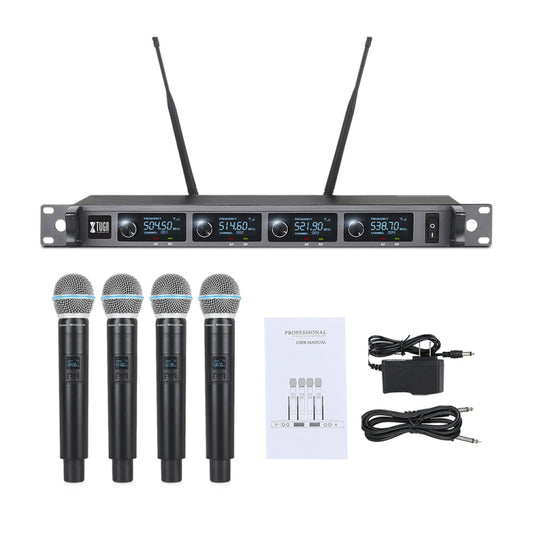 XTUGA A140-H Wireless Microphone System 4 Channel UHF Handheld Microphone(EU Plug) by XTUGA