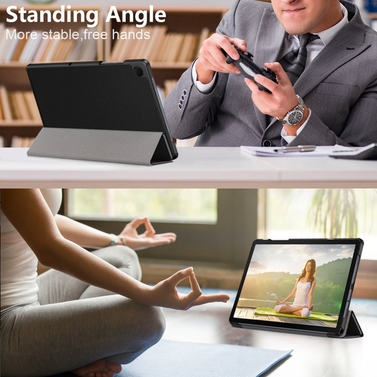 For Samsung Galaxy Tab A9 Plus 3-folding Leather Smart Tablet Case(Black) - Galaxy Tab A9 by buy2fix | Online Shopping UK | buy2fix