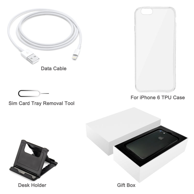 For iPhone 6 TPU Case + Desk Holder + Data Cable + Sim Card Tray Removal Tool + Gift Box by buy2fix