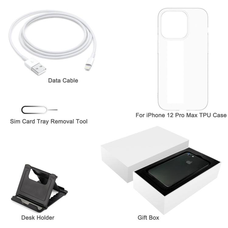For iPhone 13 Pro Max TPU Case + Desk Holder + Data Cable + Sim Card Tray Removal Tool + Gift Box by buy2fix
