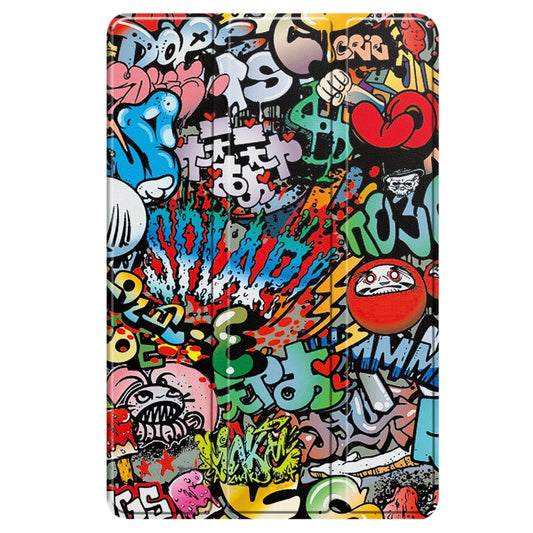 For Realme Pad 2 Custer Painted 3-Fold Holder Smart Leather Tablet Case(Graffiti) by buy2fix