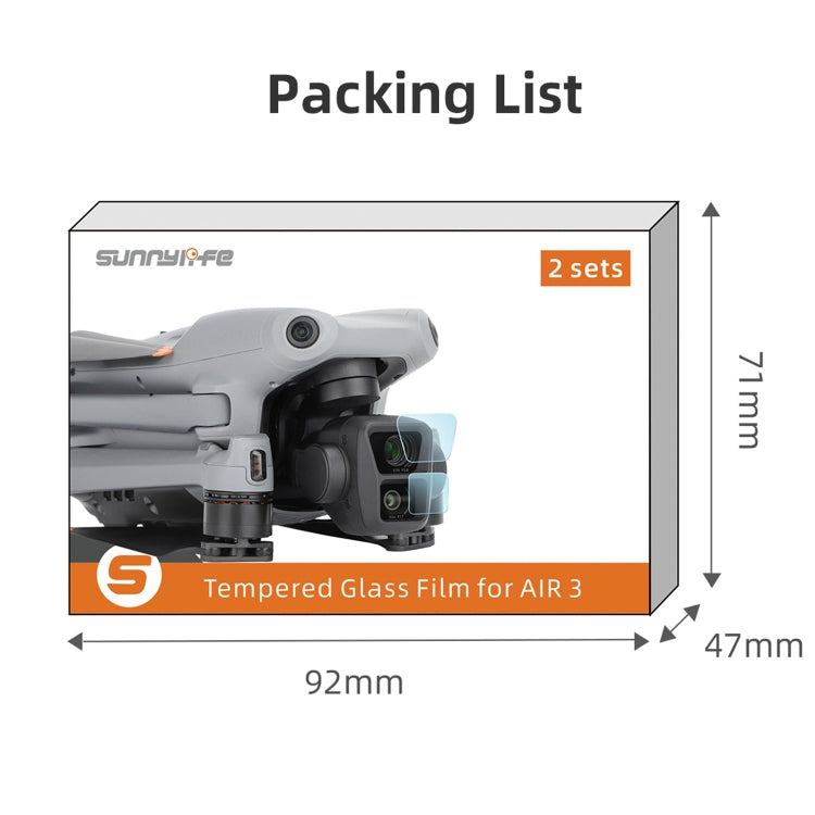 For DJI Air 3 Sunnylife Lens Protector Tempered Glass Combo Protective Films, Quantity:2 Sets by Sunnylife