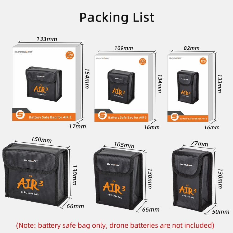 For DJI Air 3 Sunnylife Battery Explosion-proof Safe Bag Protective Li-Po Safe Bag For 2pcs Batteries by Sunnylife