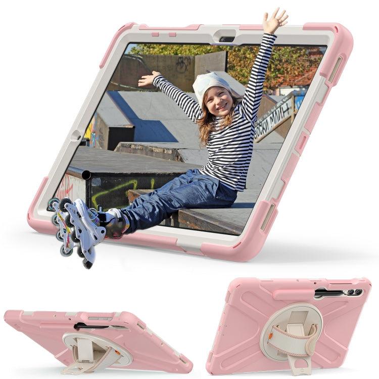 For Samsung Galaxy Tab S9+ / S8+ Rotatable Kickstand Grip Heavy Duty Hard Rugged Tablet Case(Pink) - Other Galaxy Tab PC by buy2fix | Online Shopping UK | buy2fix