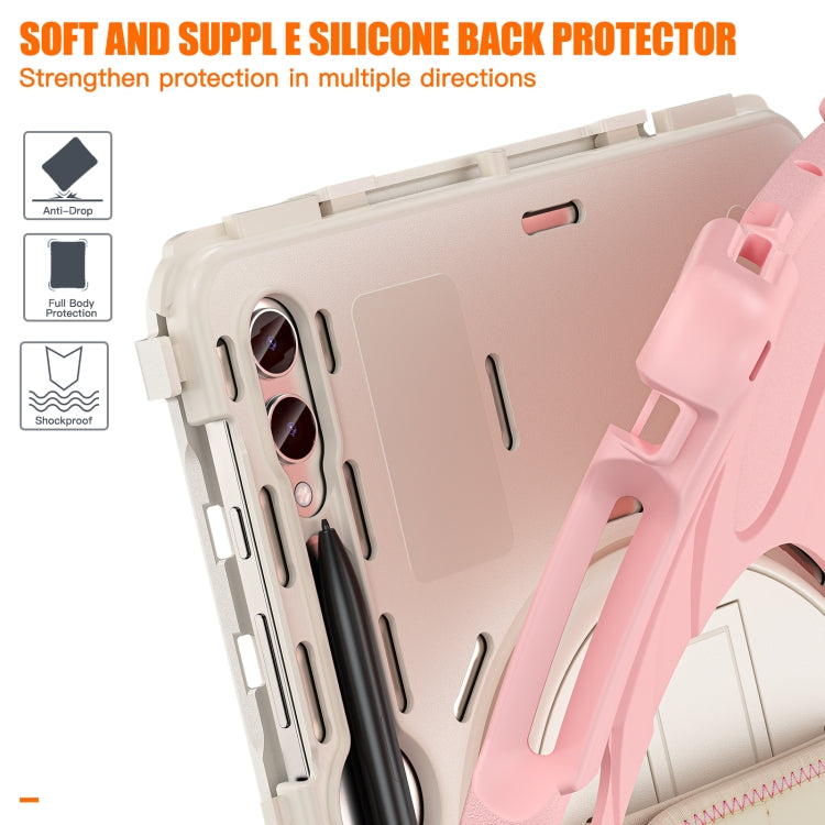 For Samsung Galaxy Tab S9+ / S8+ Rotatable Kickstand Grip Heavy Duty Hard Rugged Tablet Case(Pink) - Other Galaxy Tab PC by buy2fix | Online Shopping UK | buy2fix